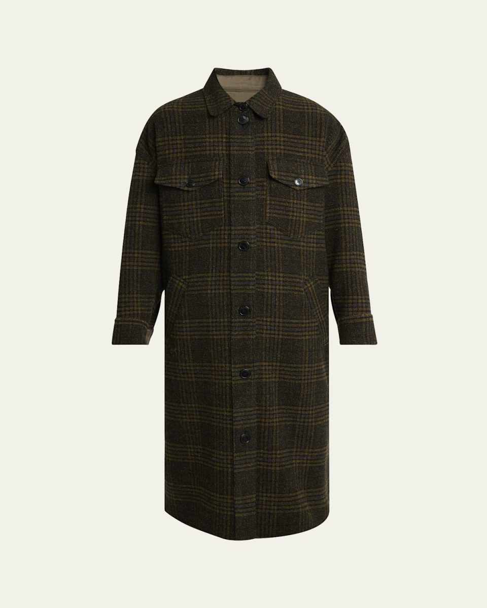 Gislene Long Plaid Shirt Jacket